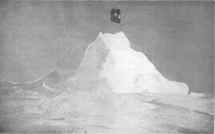 PEARY'S FLAG FLYING AT THE NORTH POLE, APRIL 1909