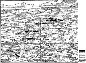 Map 1.—Showing the early stages of the retreat from Mons, Aug. 22 to Sept. 1.