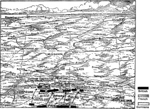 Map 8.—Sept. 10 to 12. Showing the Germans' headlong retreat to their intrenched positions beyond the Aisne.