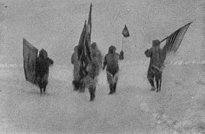 RETURNING TO CAMP WITH THE FLAGS, APRIL 7, 1909
