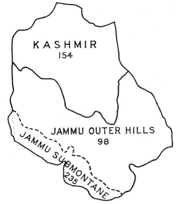  Fig. 30. Map showing density of population in Kashmir.