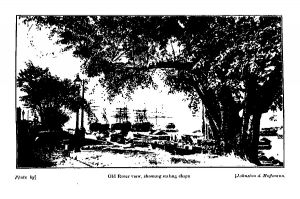 Old River view, showing sailing ships