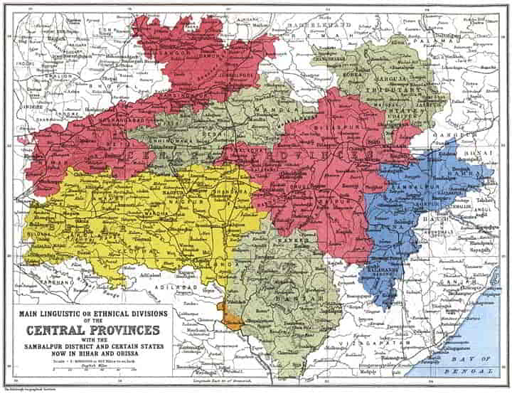 Main Linguistic or Ethnical Divisions of the Central Provinces with the Sambalpur District and Certain States now in Bihar and Orissa