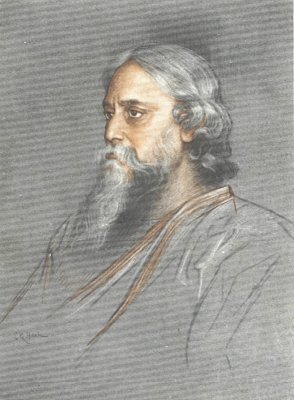 RABINDRANATH TAGORE FROM THE PORTRAIT IN COLOURS BY SASI KUMAR HESH