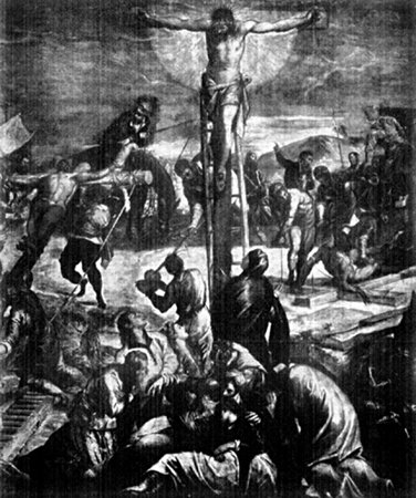 THE CRUCIFIXION (CENTRAL DETAIL) FROM THE PAINTING BY TINTORETTO In the Scuola di S. Rocco
