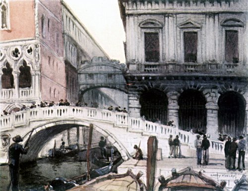 THE PONTE OF PAGLIA AND THE BRIDGE OF SIGHS, WITH A CORNER OF THE DOGES' PALACE AND THE PRISON