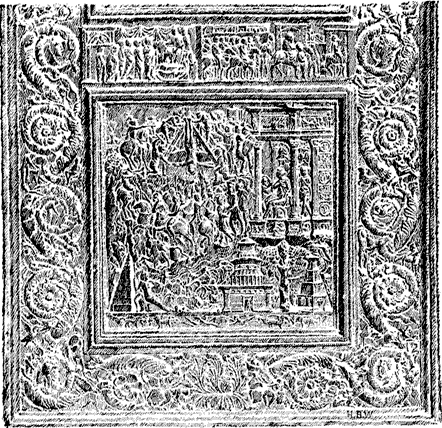 Panel from the bronze door of S. Peter's, by Filarete.