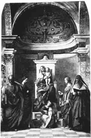 Alinari, Florence S. ZACCARIA—MADONNA ENTHRONED AND FOUR SAINTS By Giovanni Bellini