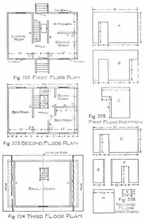 Plans of Doll-house and Patterns for Partitions.