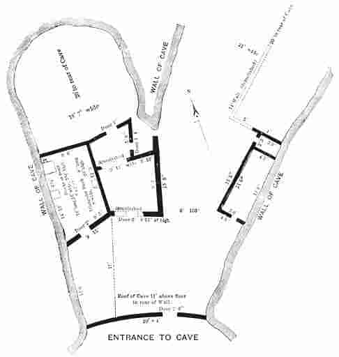 Ground Plan of House Groups in Cave on East Side of the River.