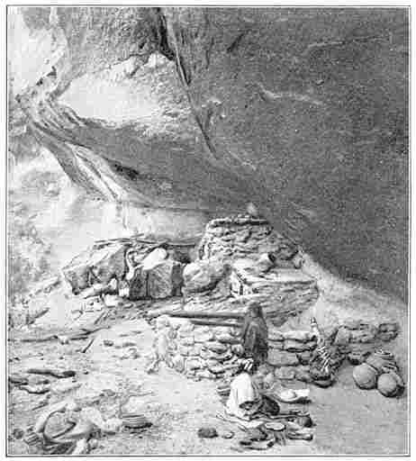 Side View of Cave on Page 165, Showing Store-Houses and Inclosure.