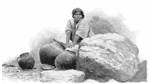The Widow Grinding Corn in her Camp.