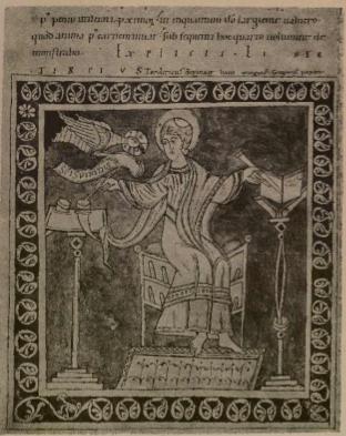 St. Gregory, from MS. of The Dialogues of St. Gregory at the British Museum