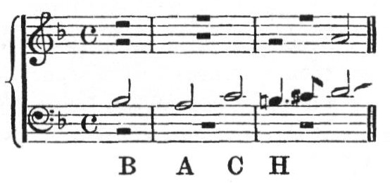 B A C H in German musical notation