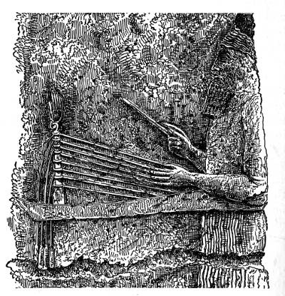 Fig. 42. Assyrian Harp with Plectrum.