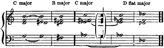C major B major C major D-flat major