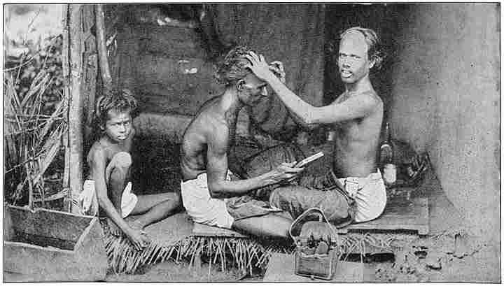 Haarscheren op Ceylon.