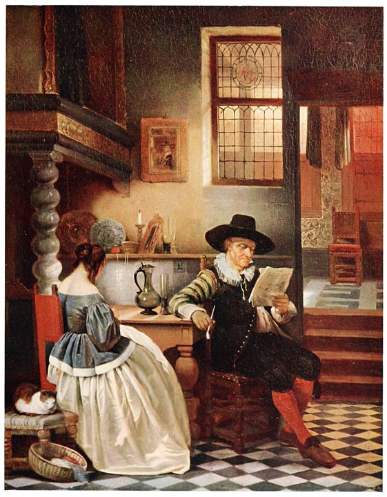“SEVENTEENTH-CENTURY DUTCH INTERIOR.” from an oil painting by BARON J. A. HENDRIK LEYS.