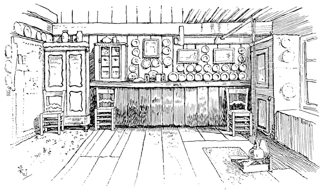 INTERIOR OF A WOODEN HOUSE AT MARKEN, NORTH HOLLAND