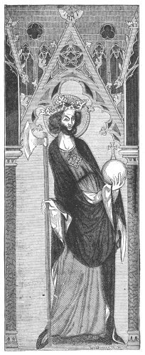 ST. OLAF, FROM THE ANTEPENDIUM OF THE ALTAR IN DRONTHEIM CATHEDRAL. REMOVED 1691 TO COPENHAGEN.