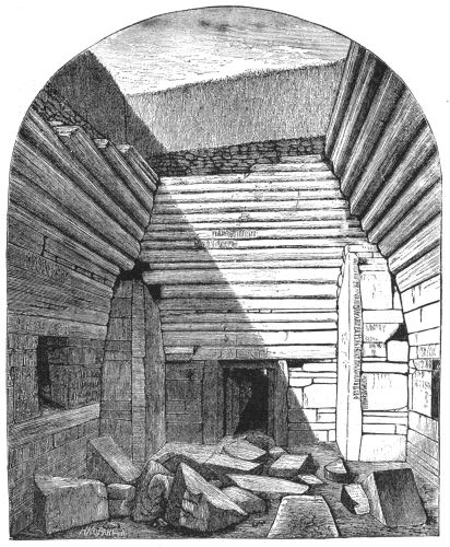 INTERIOR OF ORKHAUGEN, OLD NORSE DWELLING ON THE ORKNEYS.
