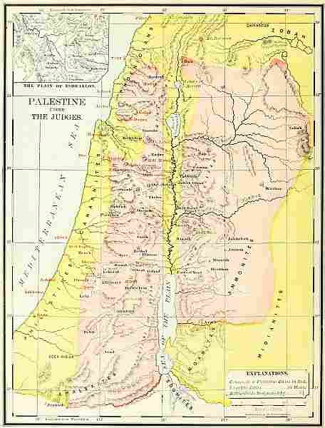map: PALESTINE UNDER THE JUDGES. and THE PLAIN OF ESDRAELON.