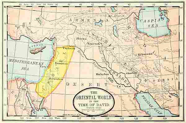 map: THE ORIENTAL WORLD IN THE TIME OF DAVID.