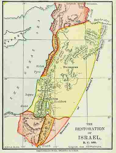 map: THE RESTORATION OF ISRAEL, B.C. 800.