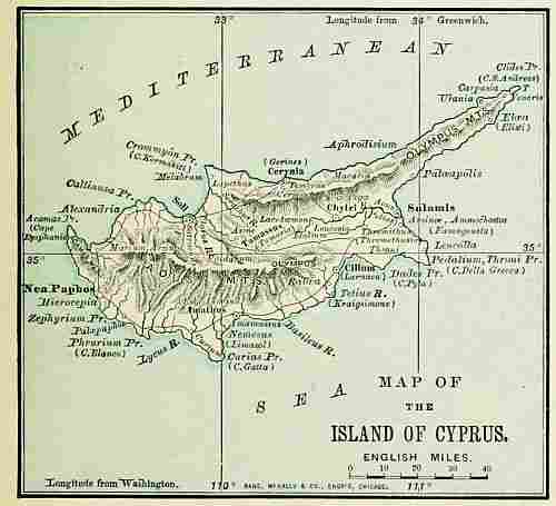 MAP OF THE ISLAND OF CYPRUS.