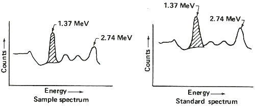(chart) Energy vs. Sample spectrum; Energy —→Standard spectrum