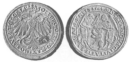 THALER OF 1564. (Laus et gloria soli Deo optimo maximo.) (Moneta nova Civitatis San Gallensis, 1564.)