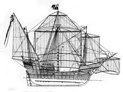 Sail-plan of the Santa Maria.