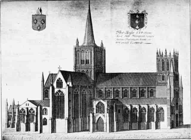 Illustration: THE CATHEDRAL FROM THE NORTH AT THE END OF THE SEVENTEENTH CENTURY.