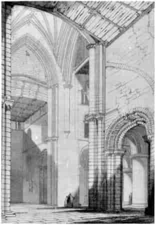 VIEW ACROSS THE TRANSEPTS IN 1840. From Billings.
