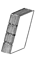Fig 11. Typical appearance of a book, before it is sewn, with small trenches cut in the back in which the bands are to be laid; a bad method, but often used to produce a flat back.