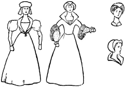 Two women of the time of Edward VI.; two types of head-dress