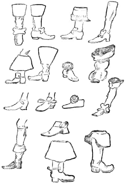 Sixteen types of boot and shoe