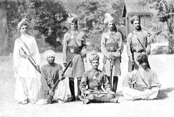 Types of men in the Guides' Cavalry, both in uniform and mufti