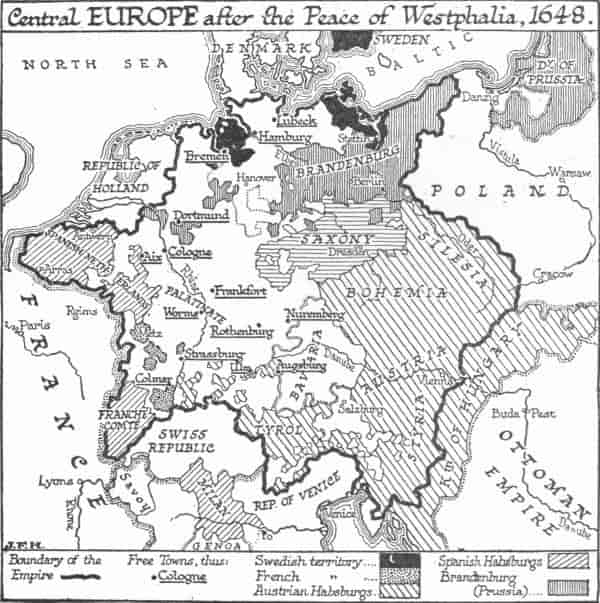 Map: Central Europe after the Peace of Westphalia, 1648