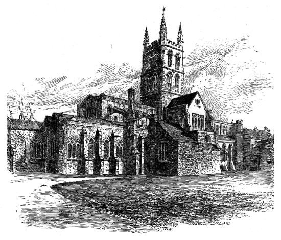 NORTH-EAST VIEW OF ST. SAVIOUR'S, SOUTHWARK, 1800