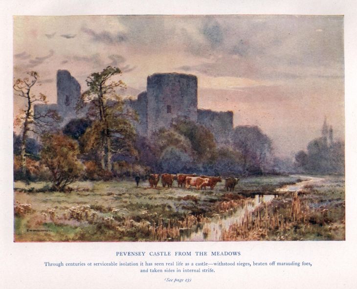 PEVENSEY CASTLE FROM THE MEADOWS
