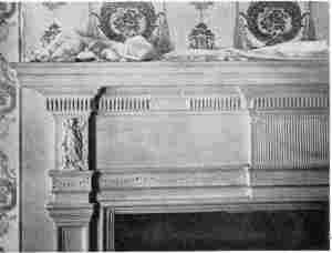 Plate LXIV.—Chimney Piece and Paneled Wall on the Second Floor of an old Spruce Street House; Detail of Mantel, 312 Cypress Street.