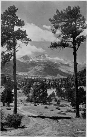 A Portion of Estes Park, with Long's Peak in the Distance.