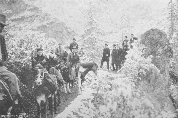 Robert T. Lincoln and Other Distinguished Visitors in the Snow near Echo Mountain, Mount Lowe Railway.