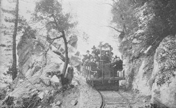 Observation Car near Granite Gate, Grand Canyon, Mount Lowe Railway.
