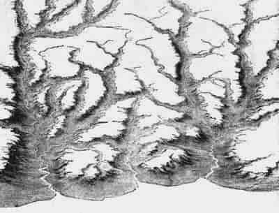 FIG. 2. Same valleys as shown in Fig. 1, in a still later stage of development.