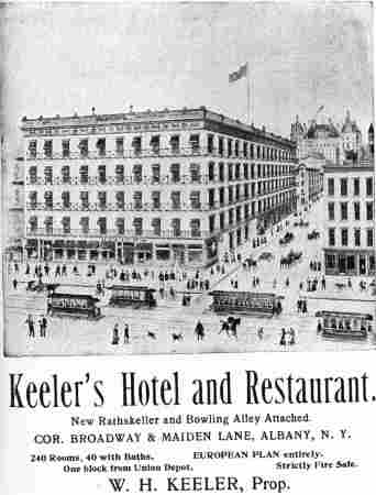 advert - Keeler's Hotel and Restaurant, Albany, N. Y.