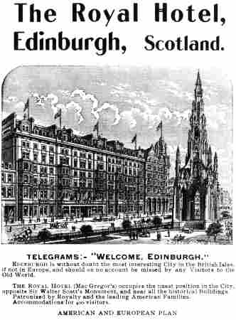 advert - The Royal Hotel, Edinburgh, Scotland