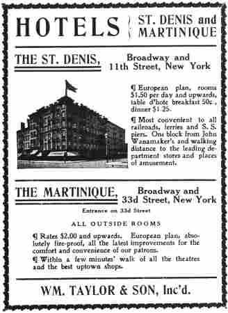 advert - Hotels St. Denis and Martinique